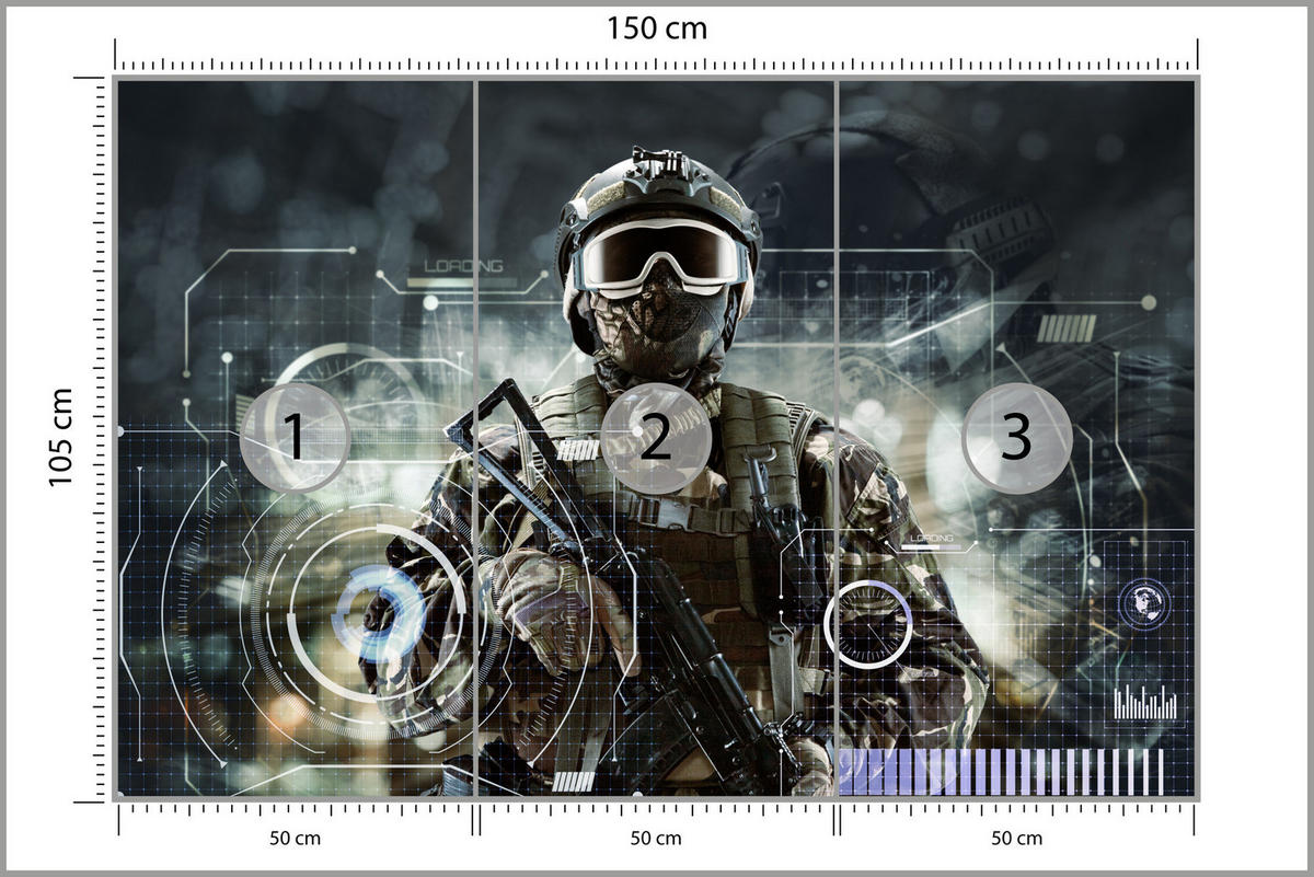 FOTOTAPETA Pre Študentskú Izbu Futuristický Vojak Bojovník 150 x 105 cm - hnedá/sivá, papier (150/105cm) - Muralo