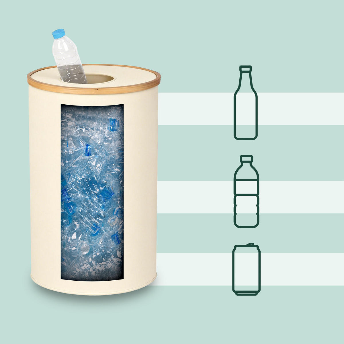 KONTAJNER na zber vratných fliaš - béžová, drevo/textil (40/75/40cm) - Relaxdays