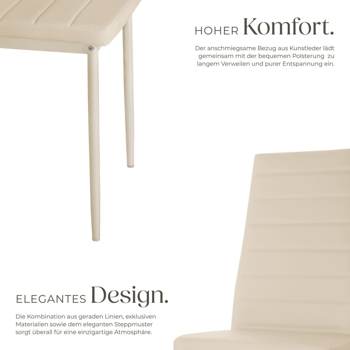 ESSZIMMERSTUHL 4er Set Thomas 41 x 45 x 98 5 cm beige - Beige, Textil (48/98.5/45cm) - tectake