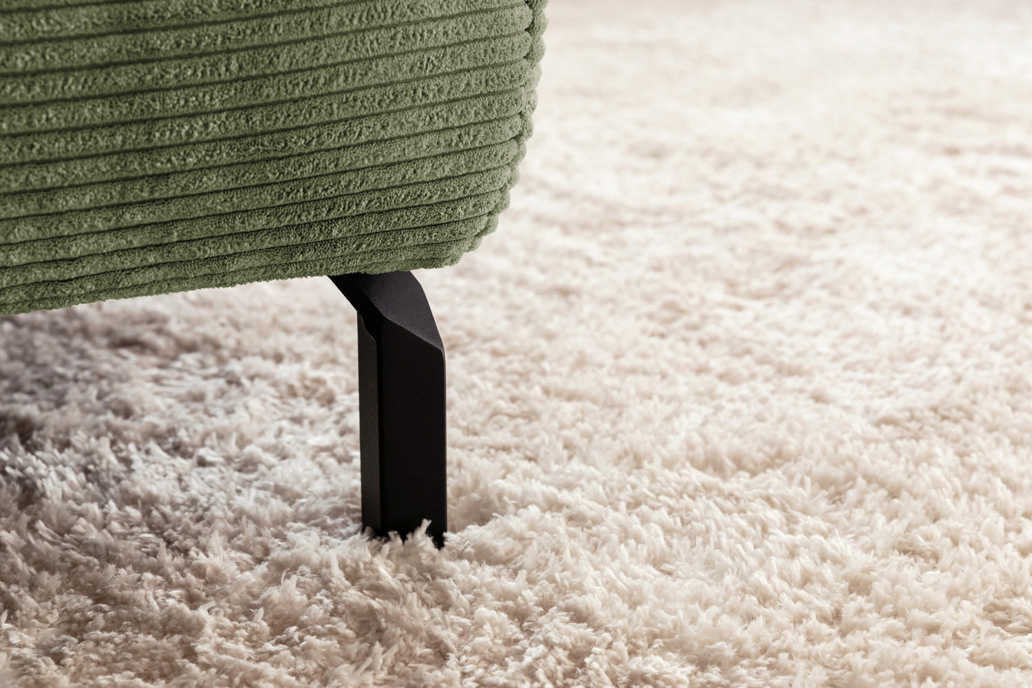 ECKSOFA DELIA Grün Cord - Schwarz/Grün, Textil/Metall (312/219cm) - KAWOLA