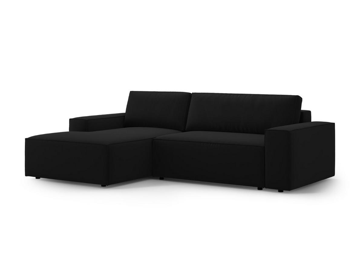 ECKSOFA ausklappbar links mit Container Jodie aus Samt schwarz 3 Sitzplätze - Schwarz, Textil (246/151cm) - Micadoni