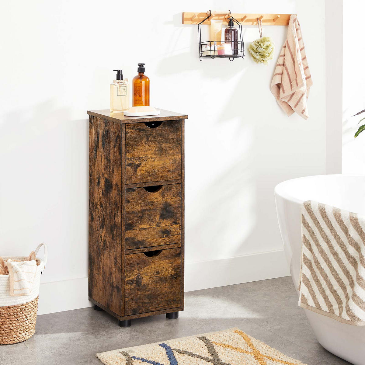 BADEZIMMERSCHRANK KOMMODE - Braun, Holzwerkstoff (30/80/30cm) - Hansiro