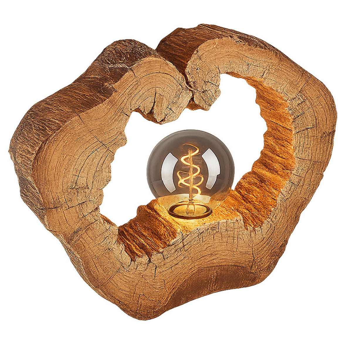 LED TISCHLEUCHTE VINZENZ Braun Holzoptik - Braun, Kunststoff (30.5/8.5/25.5cm) - Globo Lighting