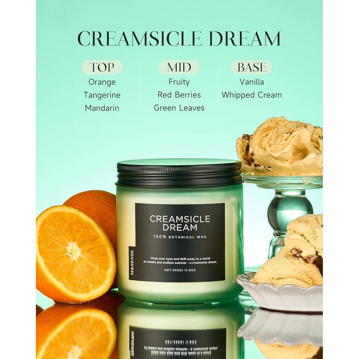 DUFTKERZE Orange Creamsicle 330 g 70 Stunden Brenndauer Sojawachs 2 Dochte - Orange, Paraffin (9.5cm)