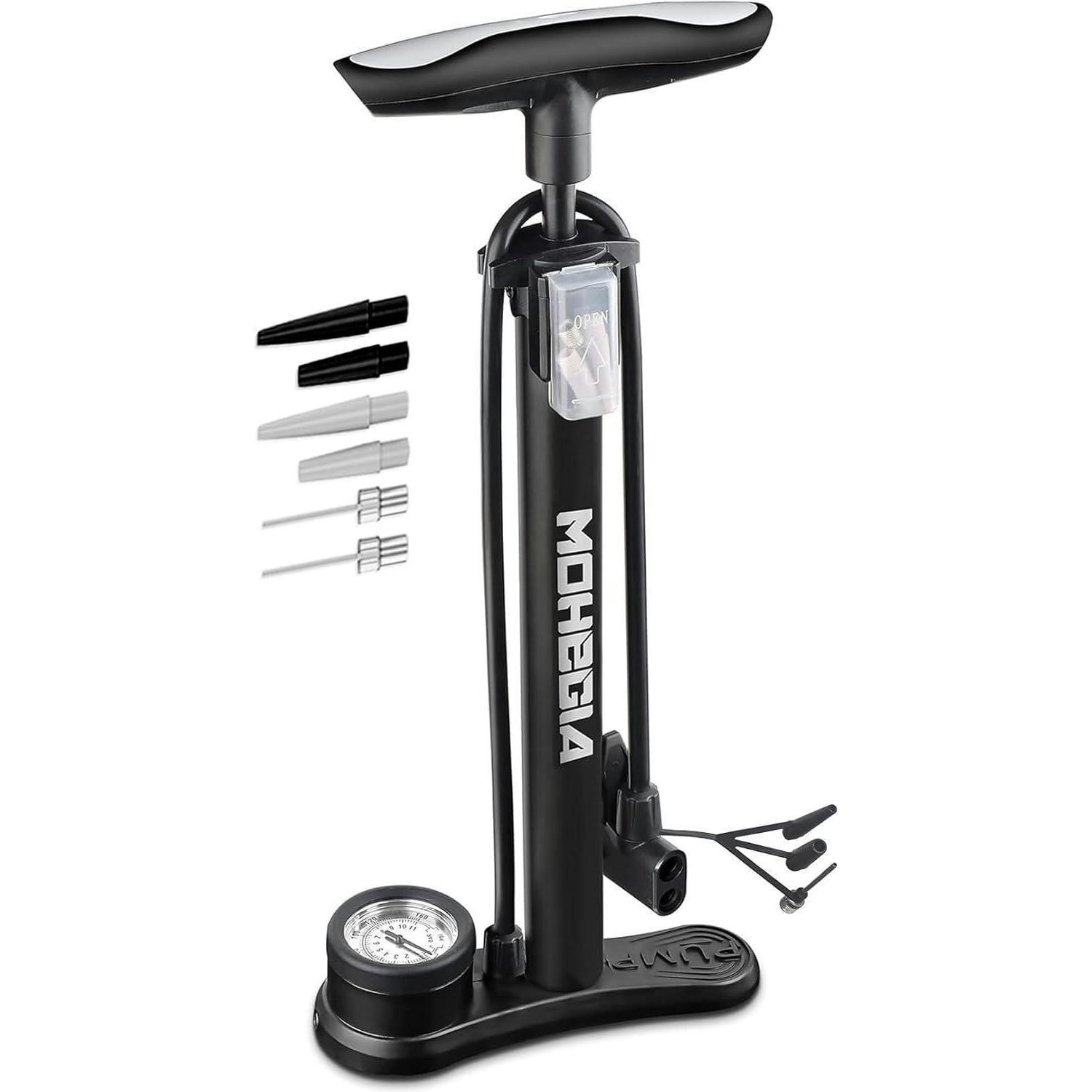 FAHRRADPUMPE mit Manometer 160 PSI Schwarz - Schwarz, Metall (16/41.9/19.1cm)
