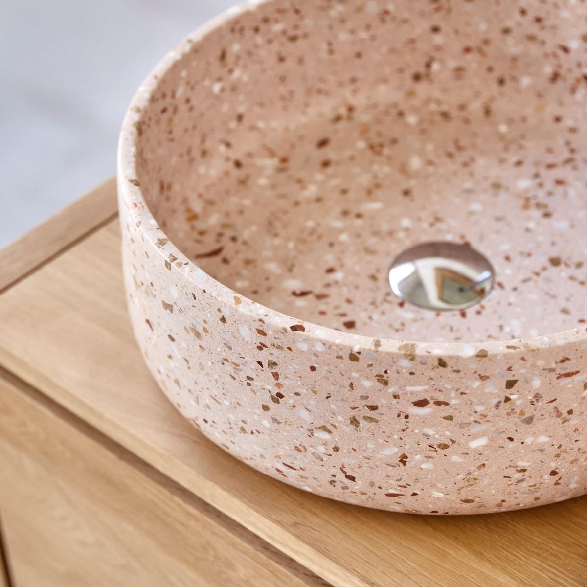 WASCHBECKEN Milos Rosa aus Premium-Terrazzo - Pink, Stein (40/14/40cm) - Tikamoon