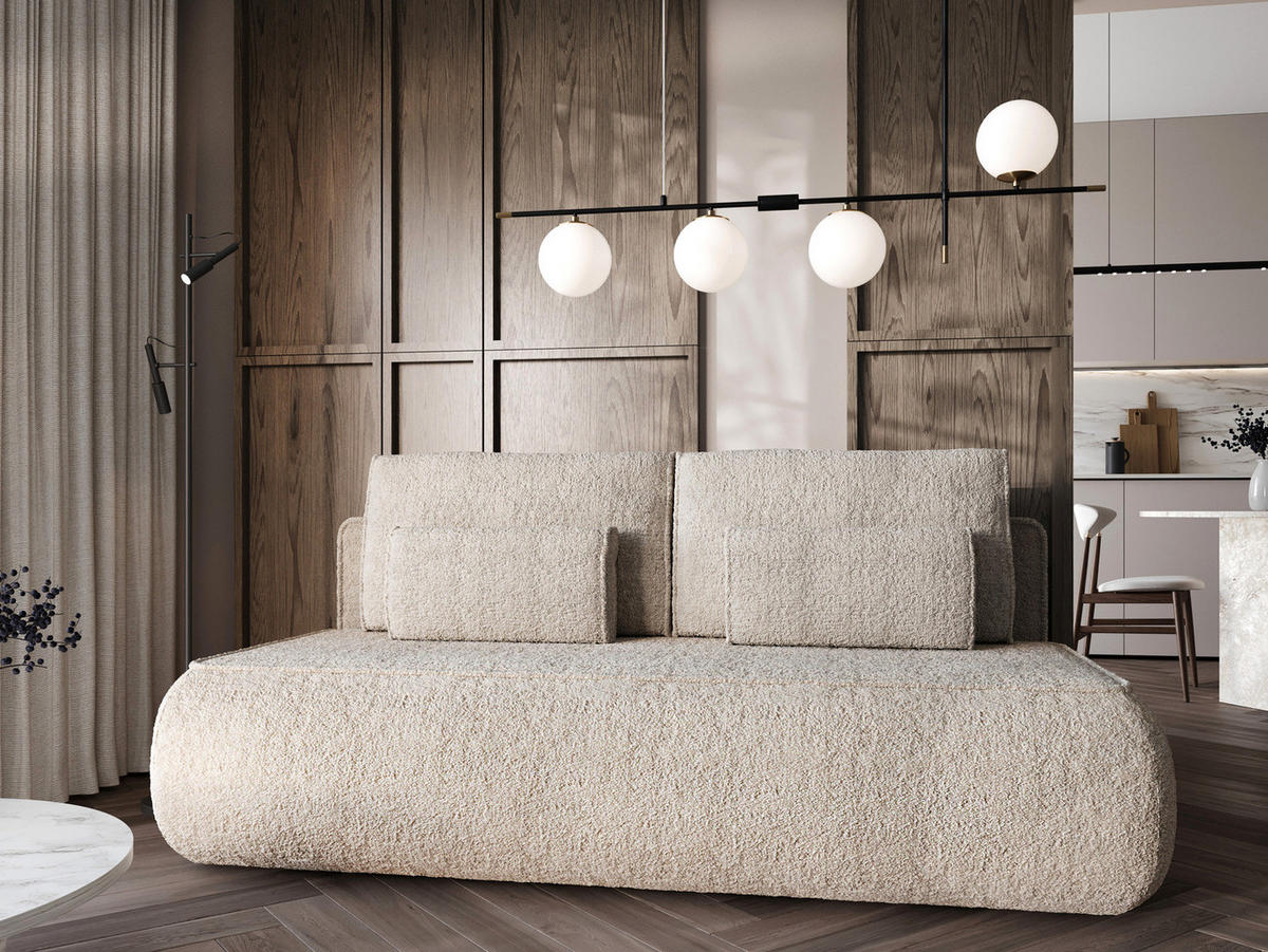 SCHLAFSOFA mit Bettkasten BELLS Beige - Beige, Holzwerkstoff (214/96/96cm) - Compleo24