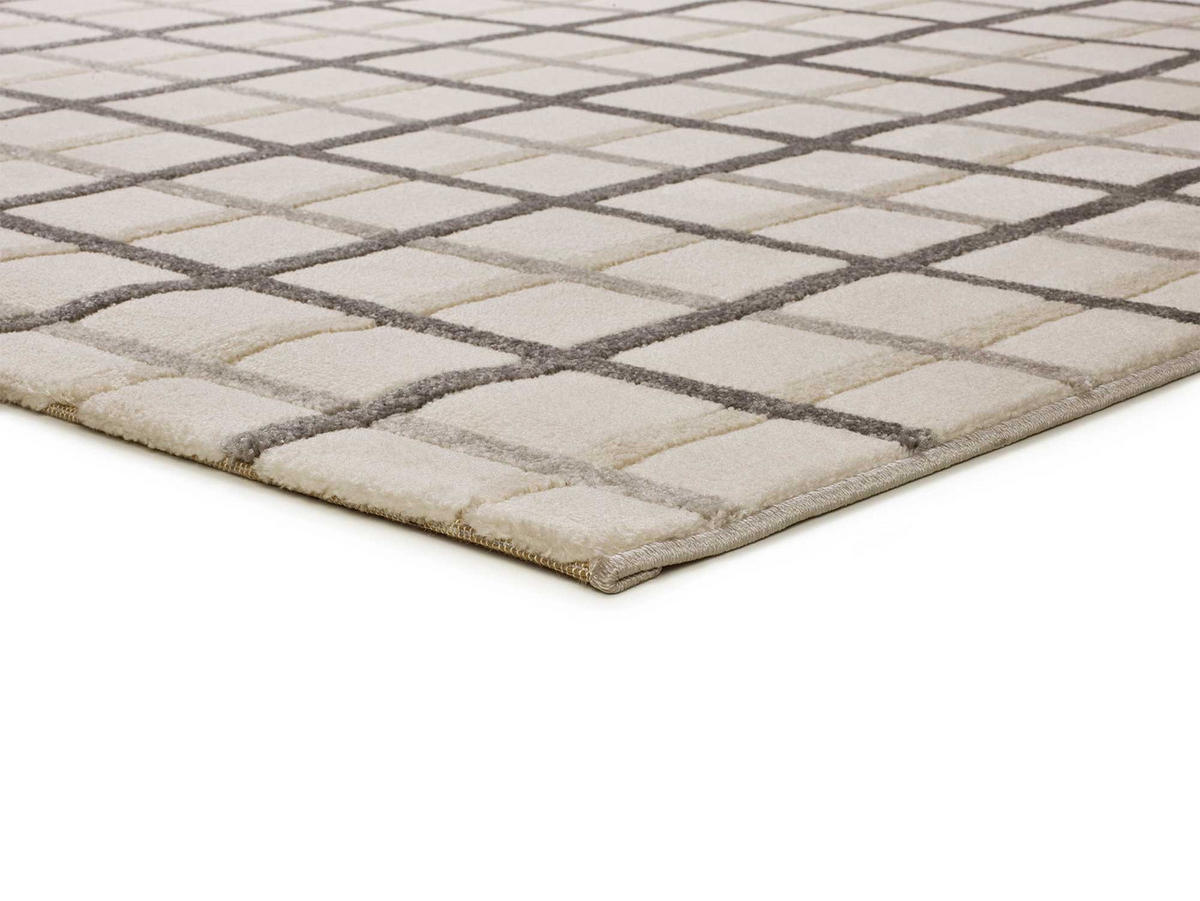 WEBTEPPICH mit geometrischem Muster Grauer Karierter Karisma 80/150 cm - Weiß/Grau, Naturmaterialien/Textil (80/150cm) - Atticgo