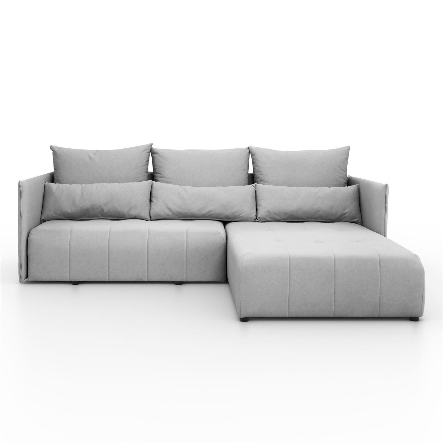 ECKSOFA APOLLO L mit Schlaffunktion und Bettkasten – rechte Seite - Grau, Textil (246/188cm) - Lookway