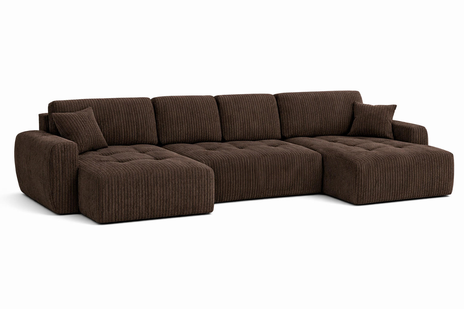 ECKSOFA Mit Schlaffunktion Und Bettkasten U-Form Ivo U, Cordstoff Poso, Braun - Braun, Holz (342/142cm) - Kaiser Möbel