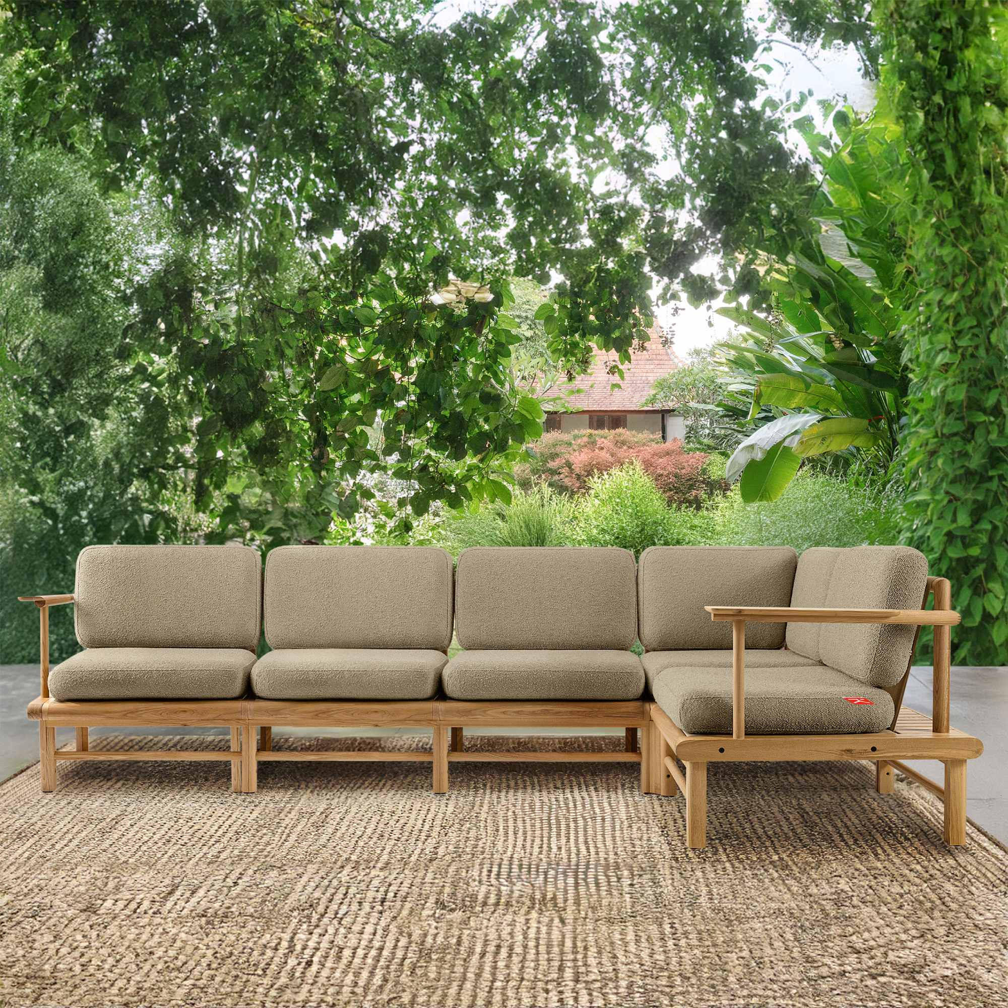 LOUNGESOFA ATREDA rechts - Beige, Holz/Textil (300/80/160cm) - KONSIMO®