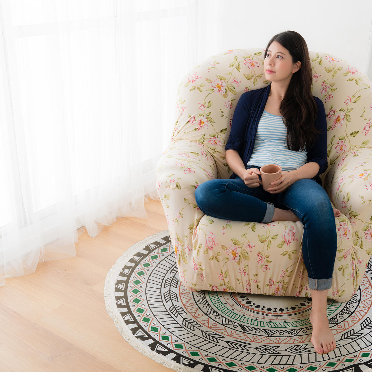 KOBEREC - viacfarebná, textil (120/120cm) - Relaxdays