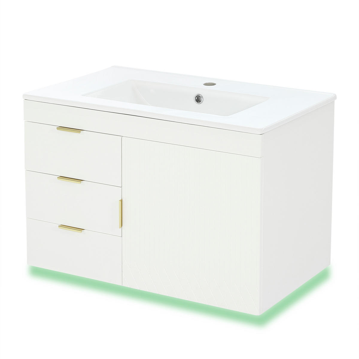 KOUPELNOVÁ SKŘÍŇKA S UMYVADLEM Závěsná, bílá, LED a ovládání aplikací - bílá, kompozitní dřevo (76/51/46cm) - Urban Meuble