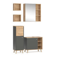 BADMÖBEL-SET Senyo Anthrazit 4 Teile - Honigeiche/Anthrazit, Holzwerkstoff (62/54/32cm) - Vicco
