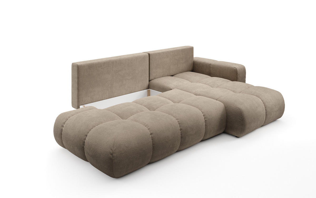 ECKSOFA DUCA R-S Grau Chenille mit Schlaffunktion - Grau, Holz (266.5/266.5cm) - MASSENO