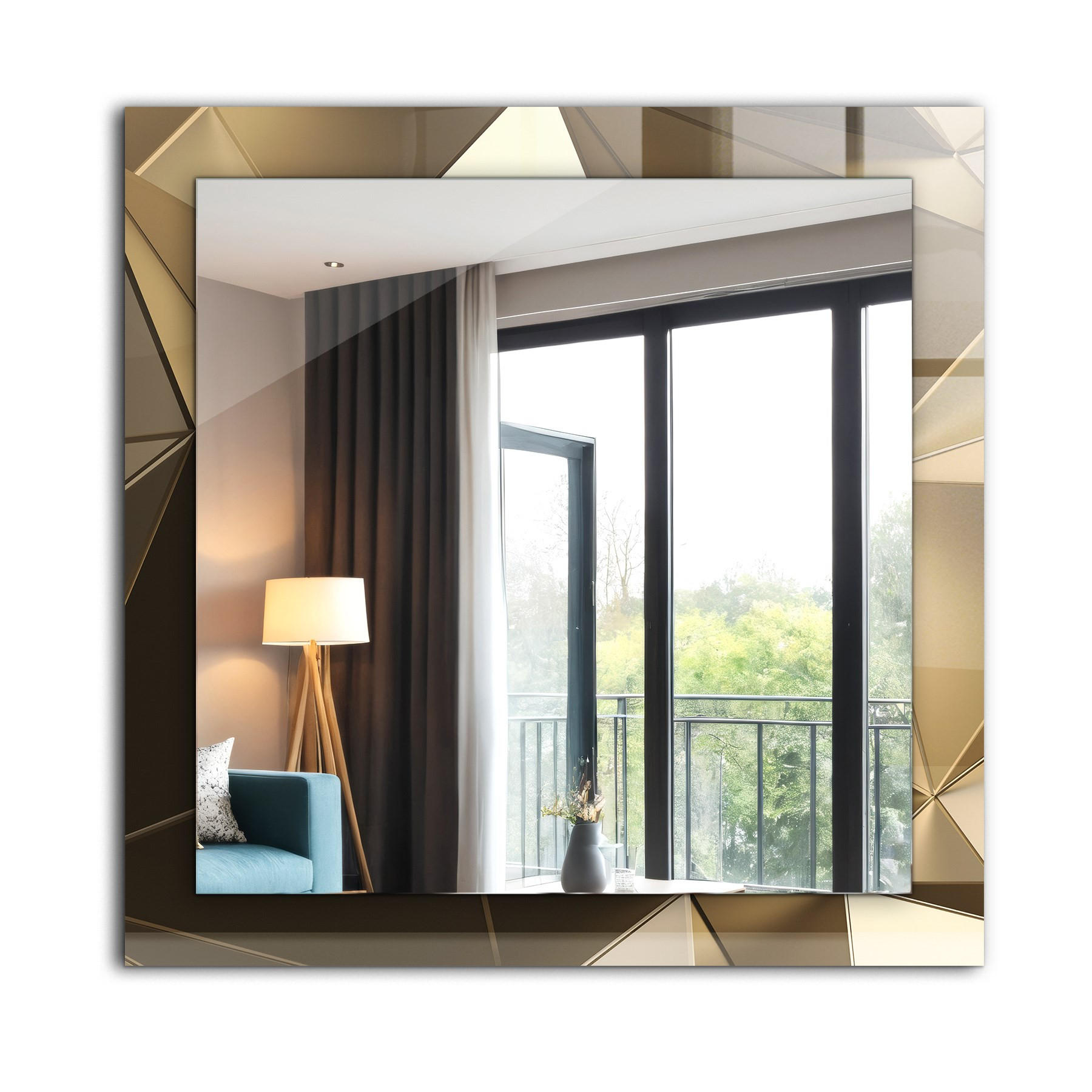 SPIEGEL 60 x 60 cm Rechteckig mit Aufdruck - Graphitfarben, Glas (60/60/0.4cm) - TULUP
