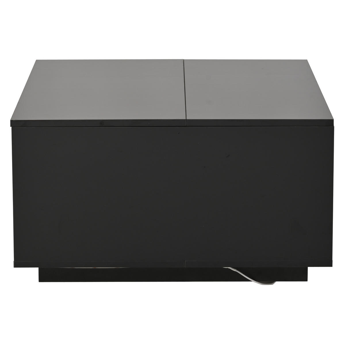 COUCHTISCH mit Hubplatte 70x70 cm Hochglanz Schwarz mit LED und Schublade - Schwarz, Holzwerkstoff (70/70/38cm) - Meubliv