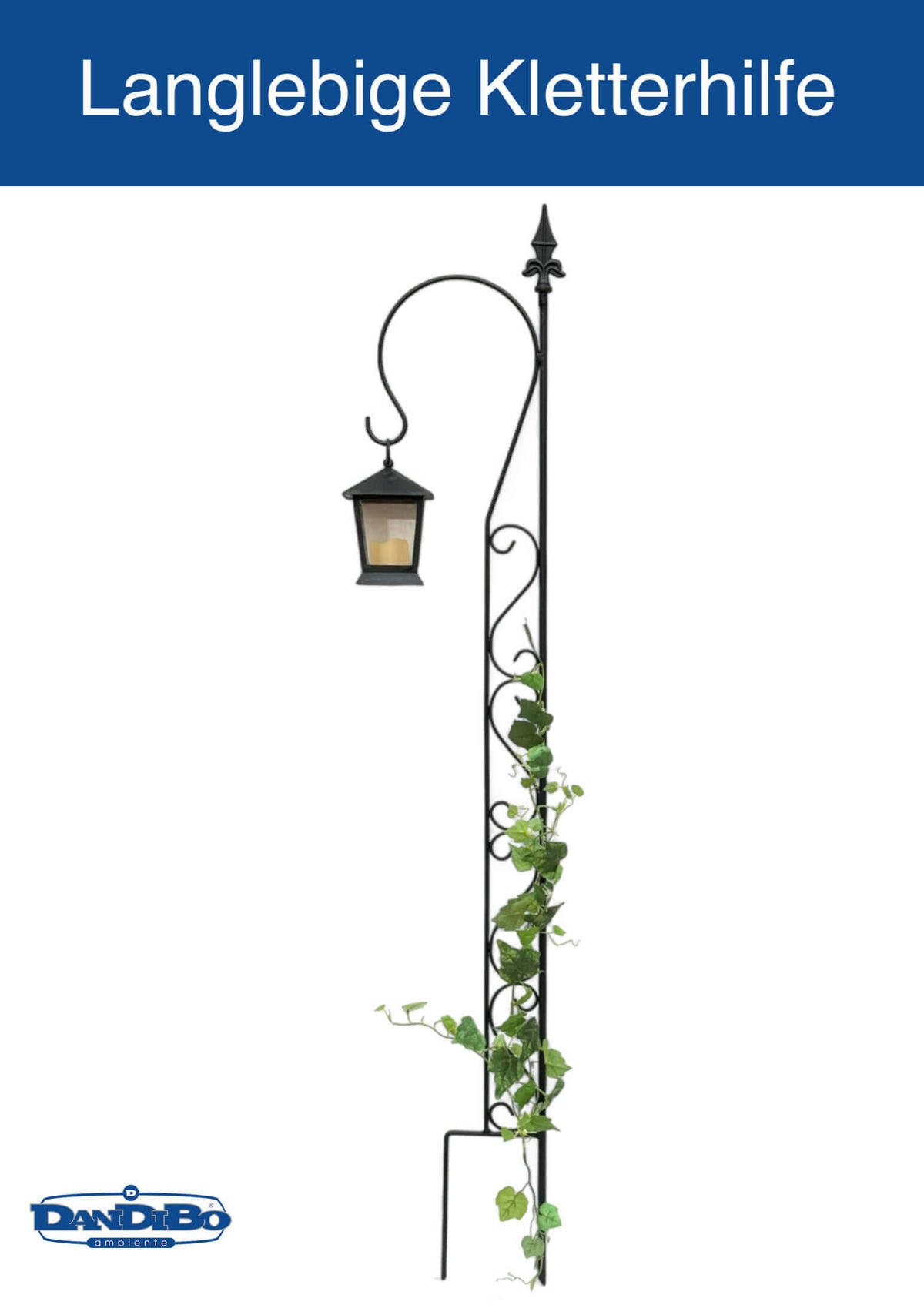 RANKHILFE mit 1 Halter Garten Metall Schwarz 145 cm - Schwarz, Metall (28/145/2.5cm) - DanDiBo