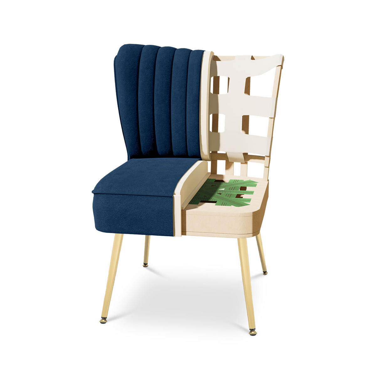 COCKTAILSESSEL 2er-Set Judith aus nachtblauem Samt - Goldfarben/Dunkelblau, Holz/Textil (53.5/72/67.5cm) - Sicaan