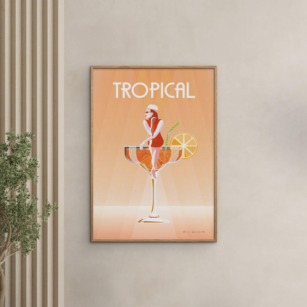 POSTER mit Rahmen Wild Apple - Tropical Drink - Eichefarben/Orange, Holz/Papier (50/70cm) - Poster&Frame