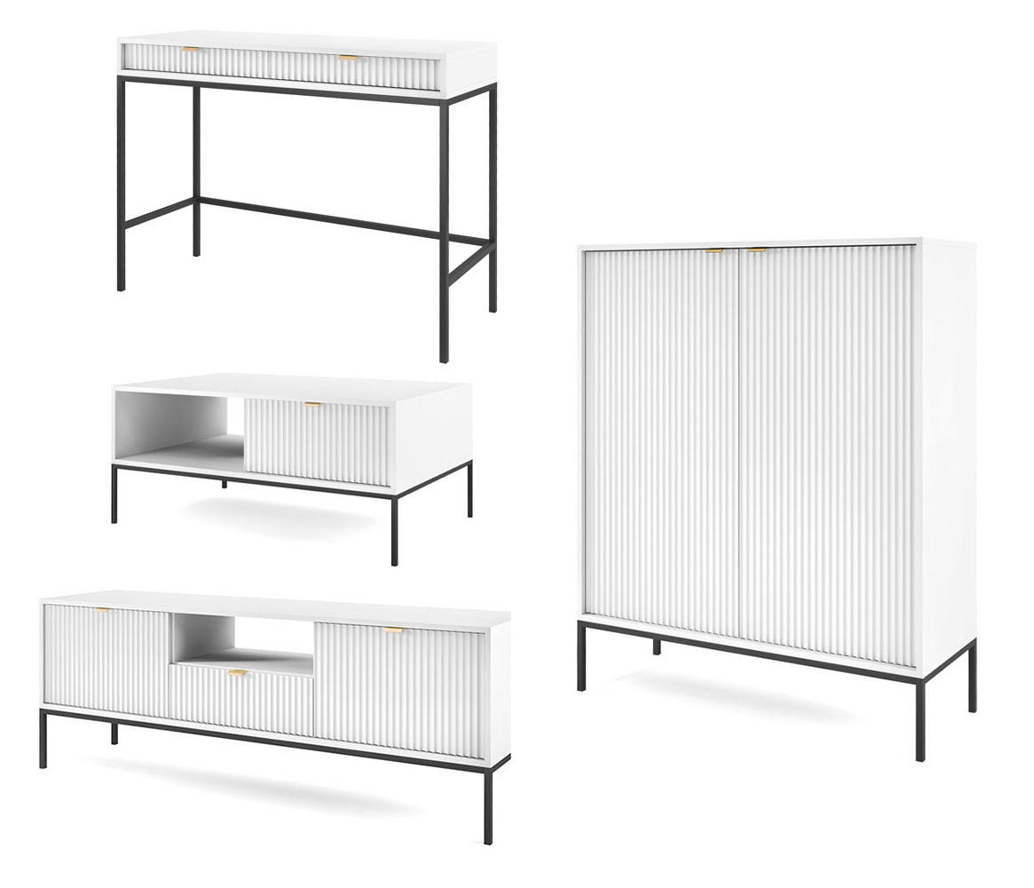 Feldmann-Wohnen Wohnzimmer-Set Weiß 258x125x68 cm