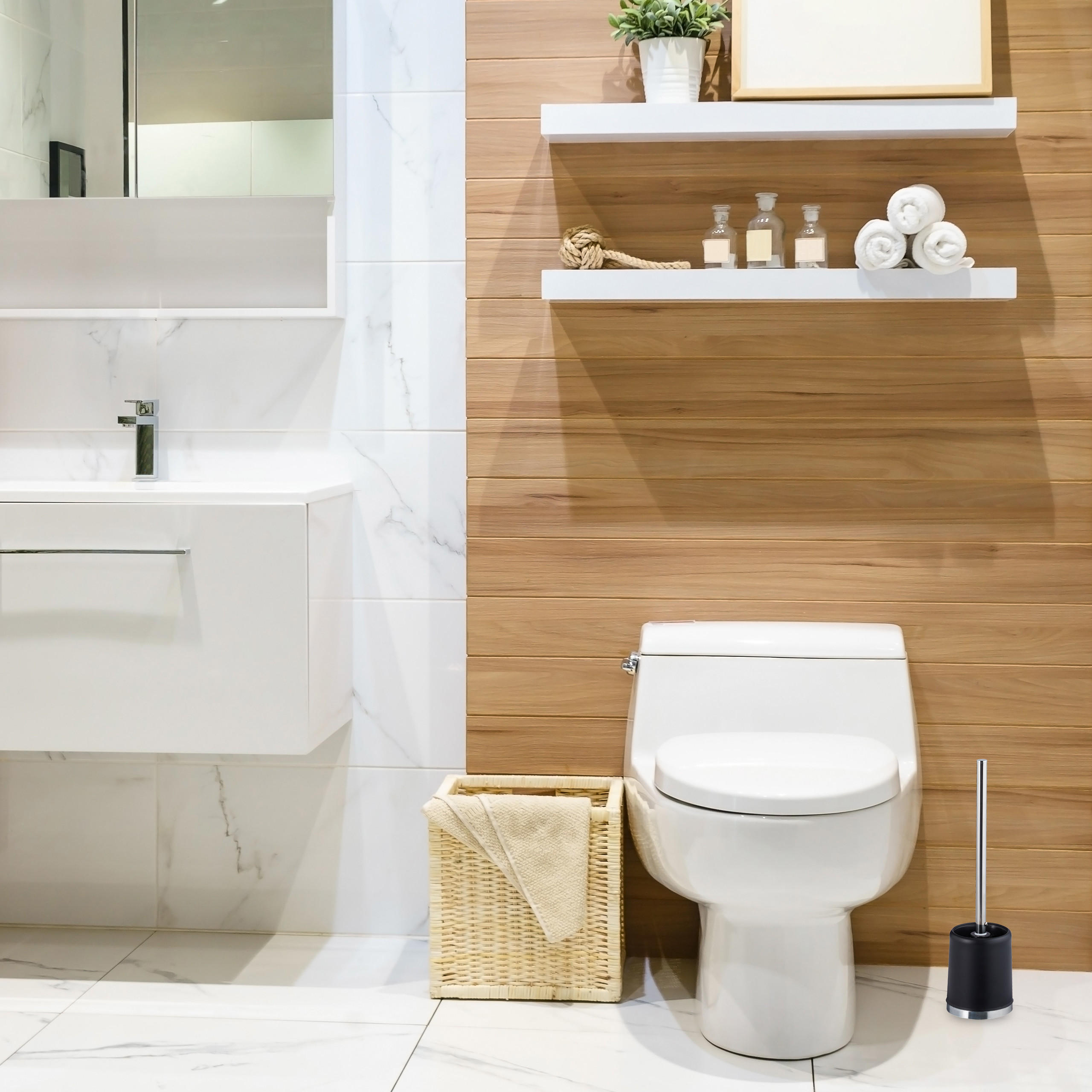 WC-GARNITUR - Schwarz, Kunststoff (10/37.5/10cm) - Relaxdays