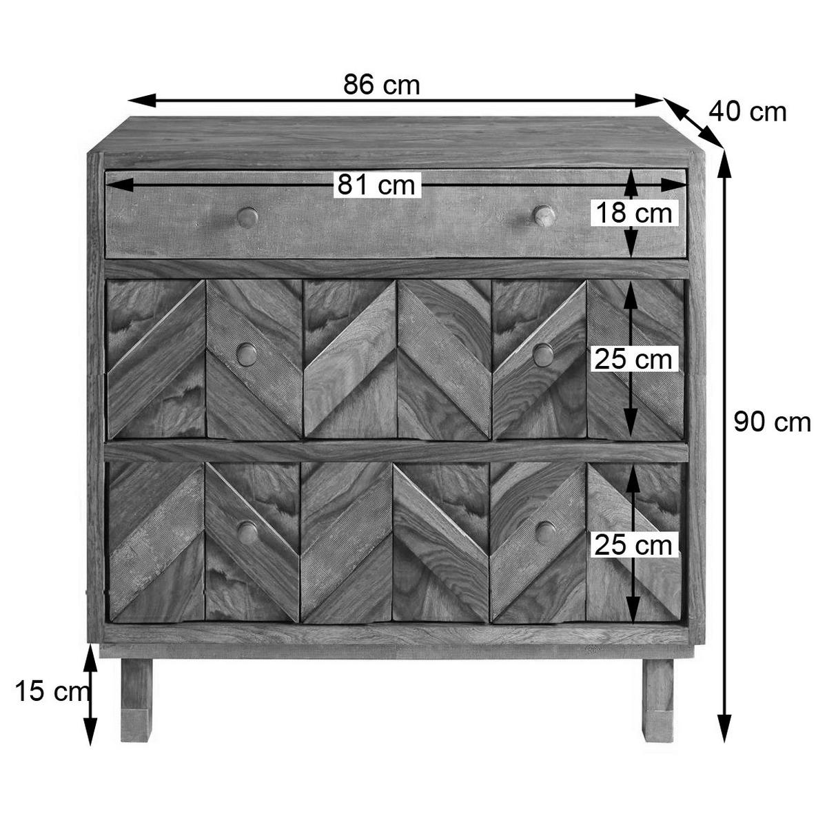 KOMMODE - Akazie massiv / Metall - Akaziefarben, Holz (90/90/40cm) - home24