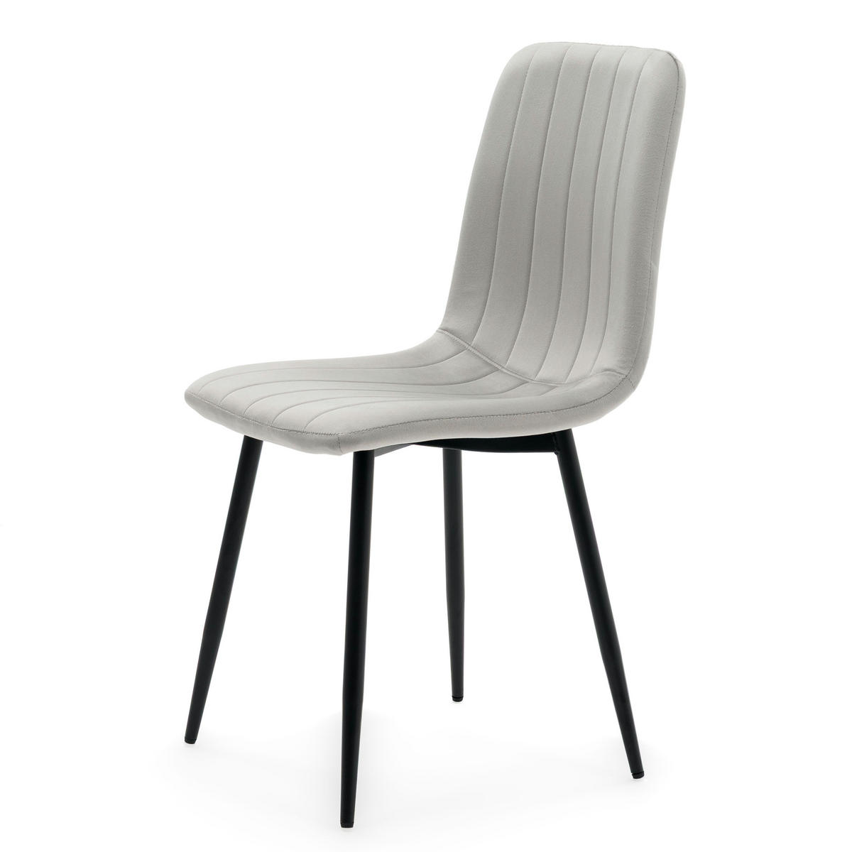 STUHL GELA gepolstert mit Steppung - hellgrau - Samt Velours - Hellgrau/Schwarz, Textil/Metall (45/89/53cm) - NEW HOME