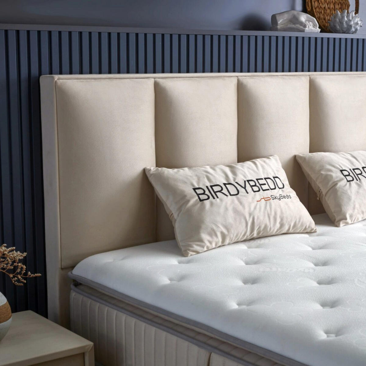 BOXBETT BIRDY Bett Beige mit Matratze 180x200 - Beige, Holz (180/200cm)