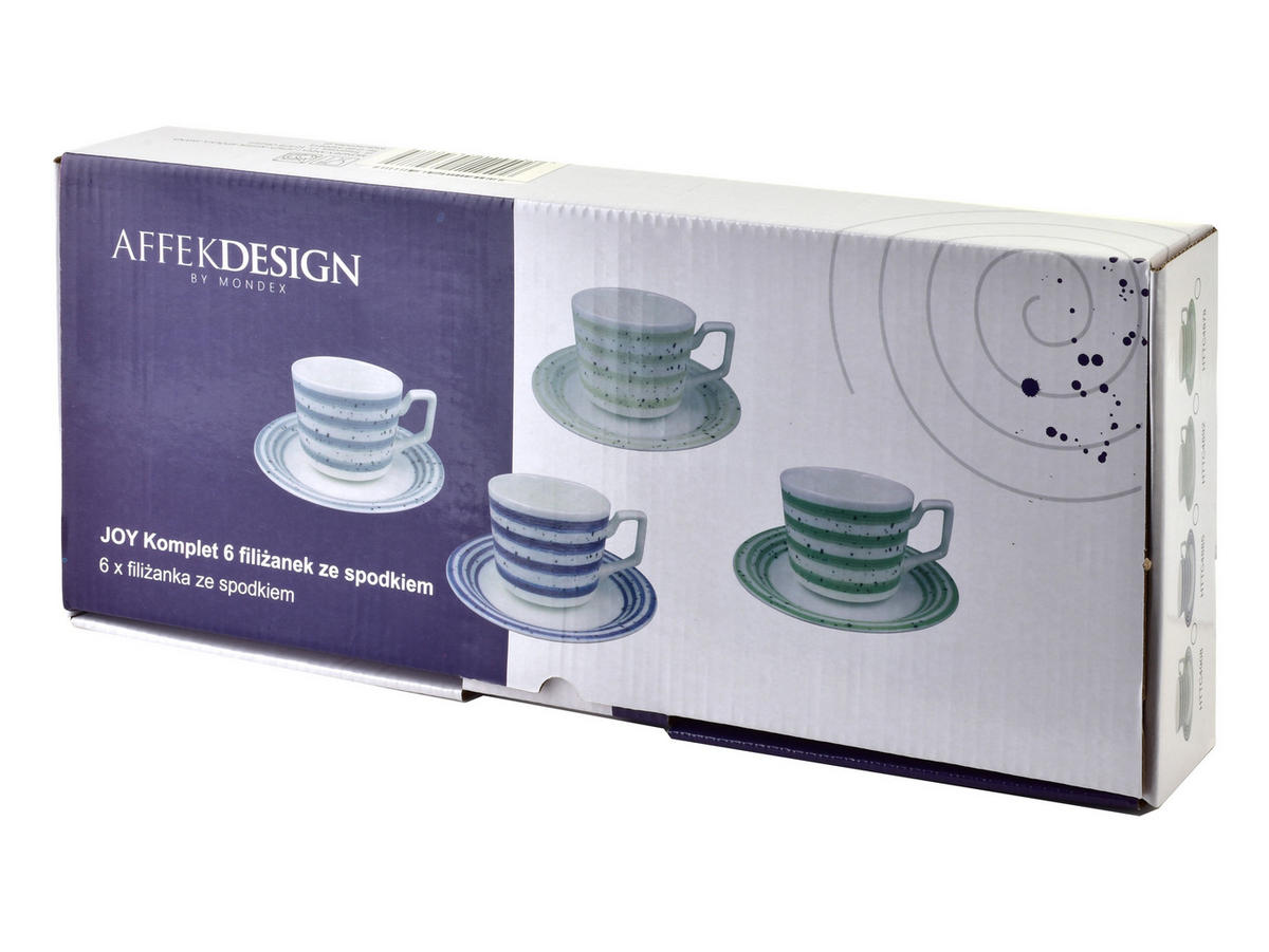 TASSE Joy grau 6er Set 42/18/7 cm Porzellan - Grau, Keramik (0.21L) - Mondex