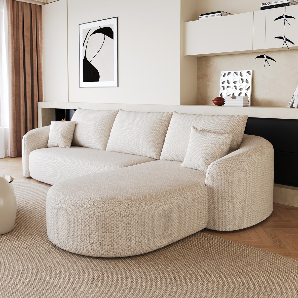 L-FÖRMIGES ECKSOFA Weiß 266/168/85 cm 4-Sitzer Modular Ohne Montage - Weiß, Textil (266/168cm) - PANGIVO
