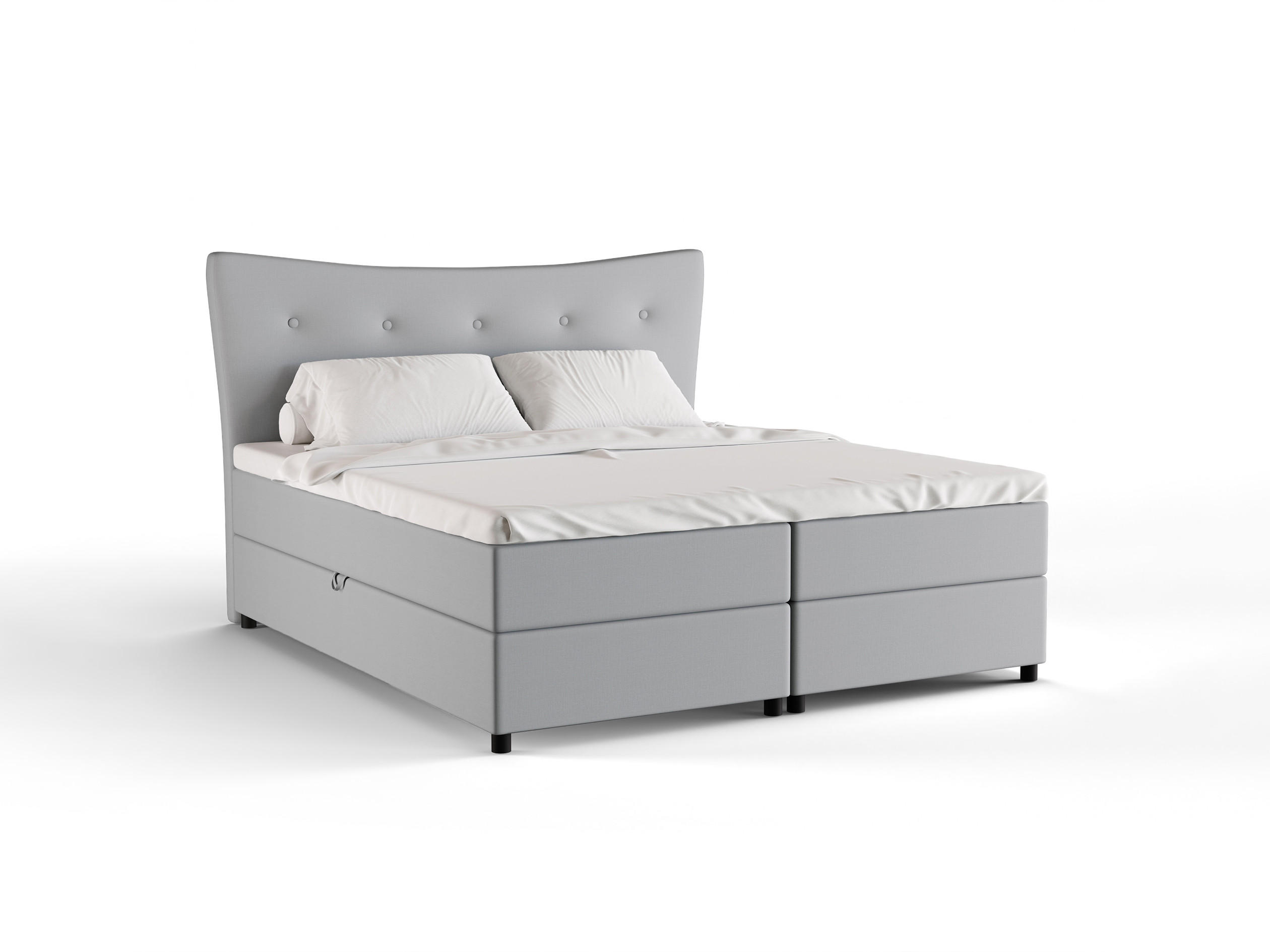 BOXBETT Nevada 180 x 200 cm Doppelbett mit hochwertiger Bonell-Matratze und Topper - grau - Grau, Holz (180/200cm) - Panda Möbel