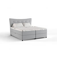 BOXBETT Nevada 180 x 200 cm Doppelbett mit hochwertiger Bonell-Matratze und Topper - grau - Grau, Holz (180/200cm) - Panda Möbel