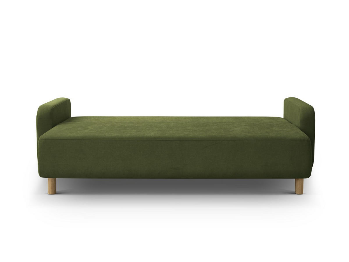 SOFA ausklappbar mit Bettkasten Elen aus strukturiertem Stoff grün 3 Sitzplätze - Grün, Textil (231/86/106cm) - Micadoni