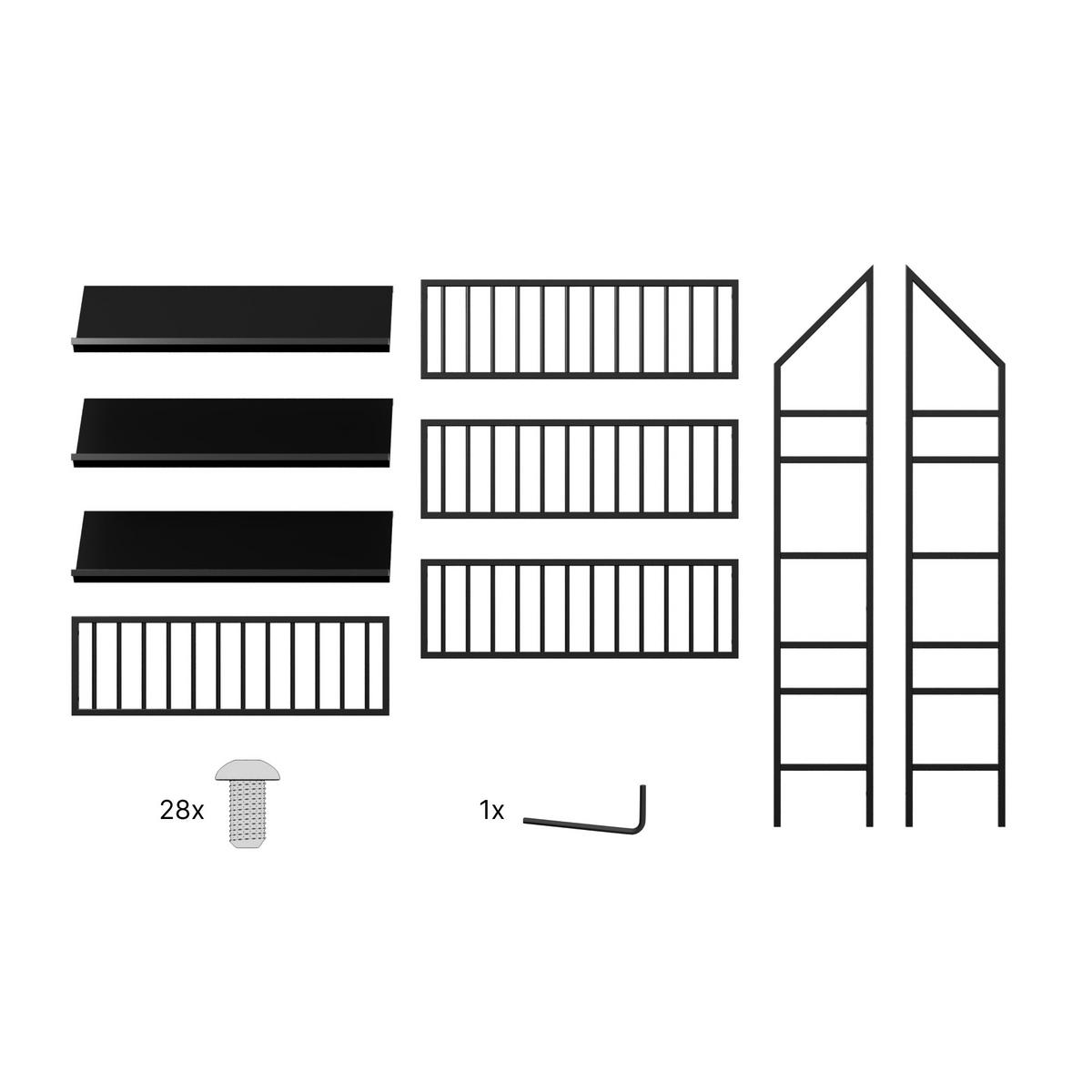 WEINREGAL für 91 Flaschen aus Metall, schwarz Alsace - Schwarz, Metall (100/170/30cm) - Metalo Pro