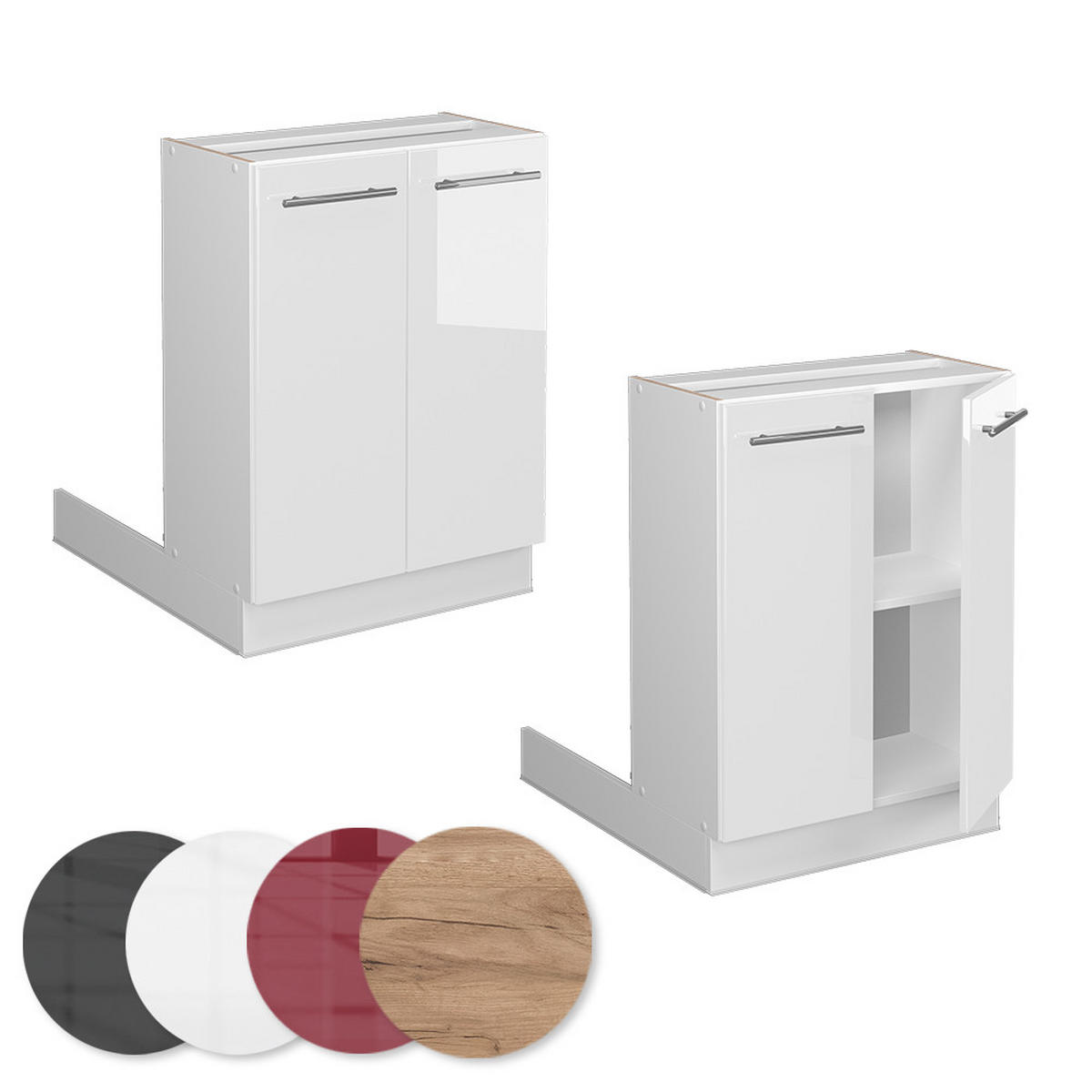 KÜCHENINSEL Fame-Line Weiß Hochglanz 60 cm ohne AP - Weiß Hochglanz/Weiß, Holzwerkstoff (60/82/30cm) - Vicco