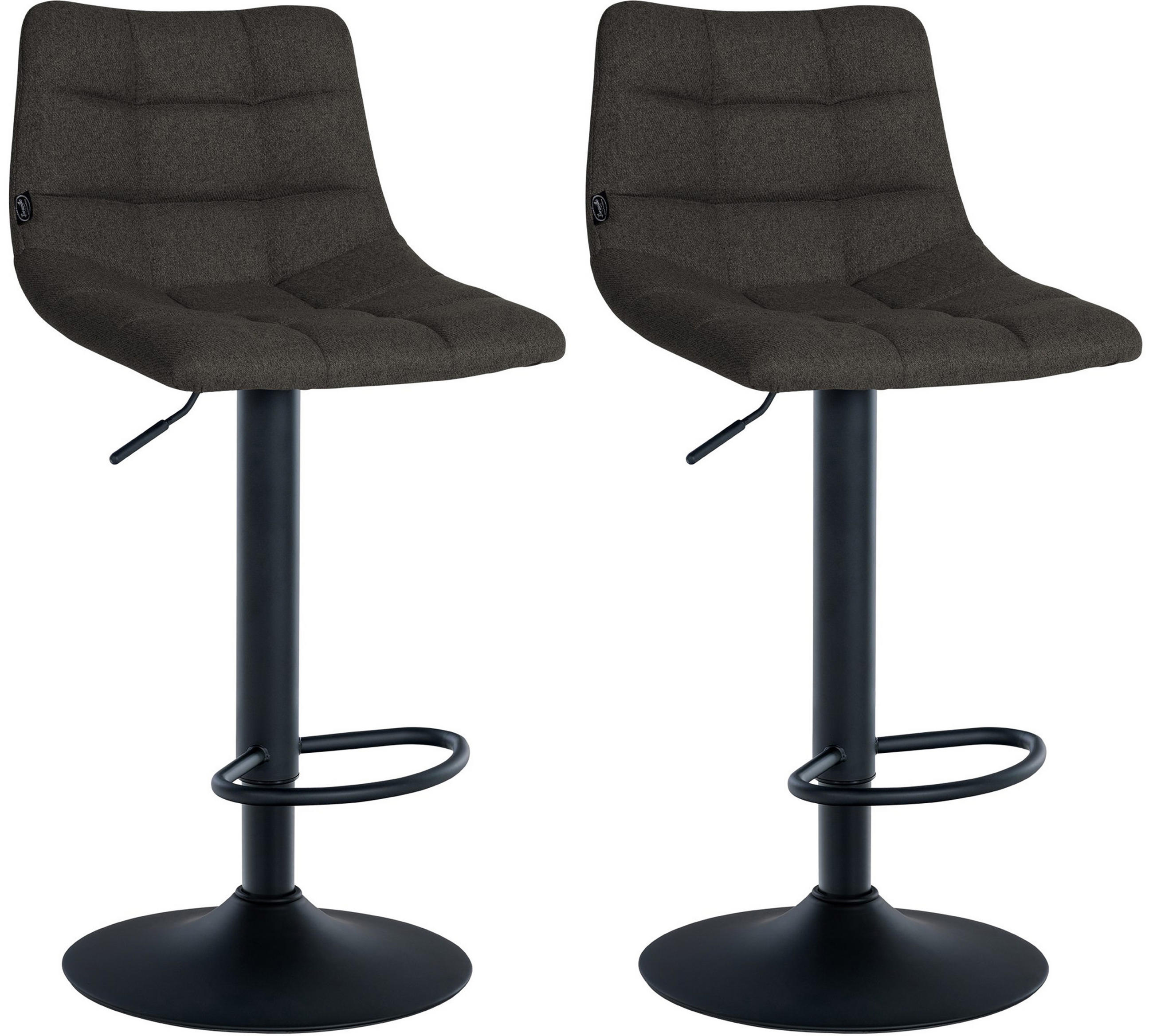 BARHOCKER 2er Set James Stoff schwarz dunkelgrau - Schwarz/Grau, Textil/Metall (43/108.5/46.5cm) - TPFLiving