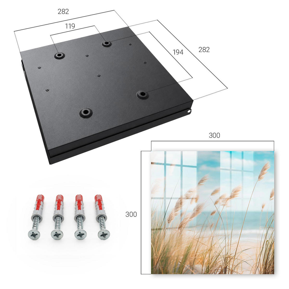 SCHLÜSSELBOX Schwarz 30x30 cm- Türöffnung nach rechts - Sommerstrand - Türkis, Metall (30/30/5cm) - TULUP