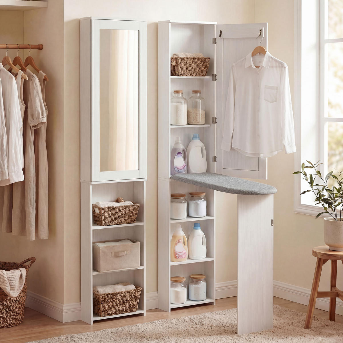 BÜGELBRETTSCHRANK DE-09593 Weiß - Weiß, Holzwerkstoff (106/174/35cm) - ComfortXL