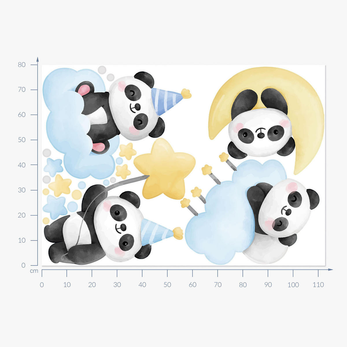 WANDAUFKLEBER 80x113cm - Pandabären - Multicolor, Kunststoff (80/113/0.1cm) - Wallfluent