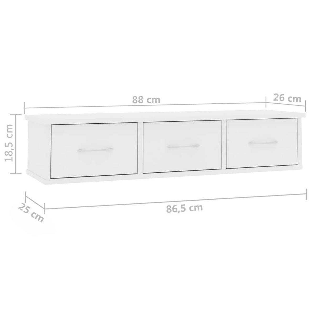 WAND-SCHUBLADENREGAL Weiss 88/26/18,5 Cm Holzwerkstoff - Weiß, Holzwerkstoff (26/18.5/88cm) - vidaXL