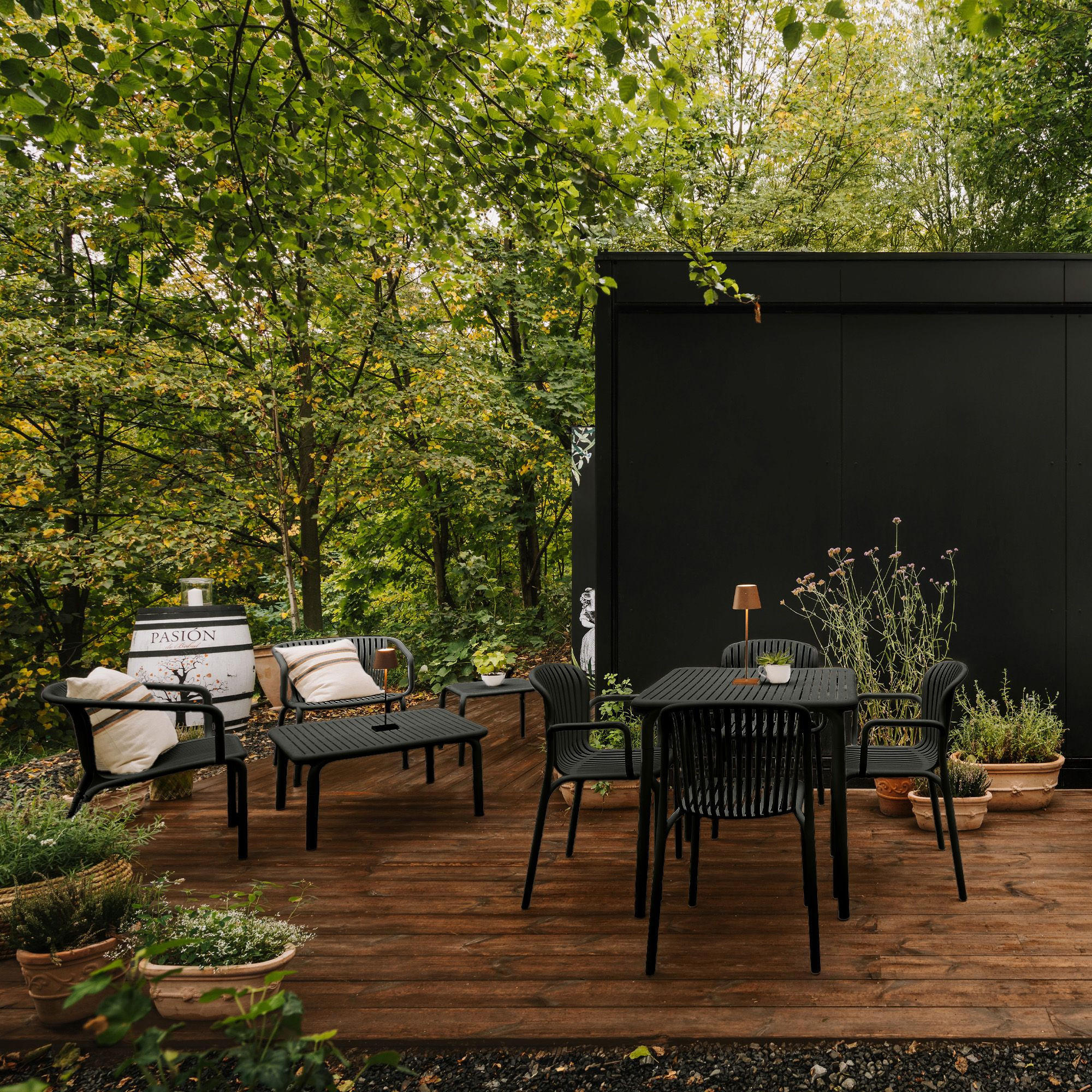 GARTEN ESSGRUPPE FICCARI, Gartenmöbel-Set 3-tlg, Anthrazit - Anthrazit, Kunststoff - KONSIMO®