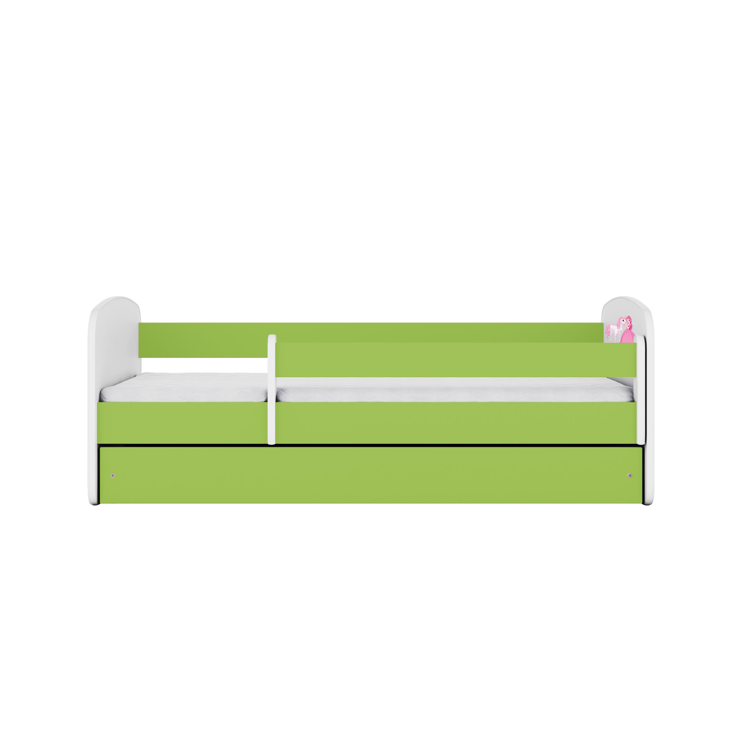 KINDERBETT Prinzessin Pferd mit Schublade 140/70 80/61/144 - Grün, Holzwerkstoff (70/140cm) - RAUMHIRSCH FURNITURE