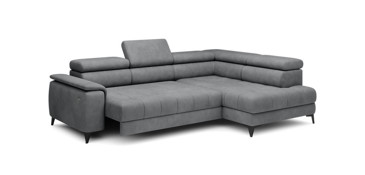 ECKSOFA CHIVAS Freistehend , Schlaffunktion, 278×197×76/98 cm, Stoff - Element, Hellgrau, Rechts Seite - Hellgrau/Schwarz, Holz/Textil (197/278cm) - DomoHome