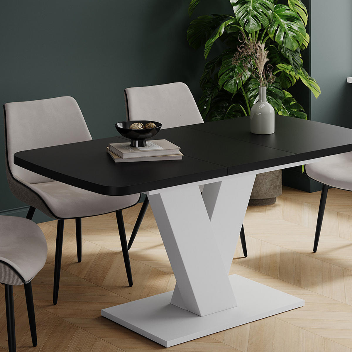 JÍDELNÍ STŮL Fenaro Černá/bílá - bílá/černá, kompozitní dřevo (80/120/77.4cm) - Vicco