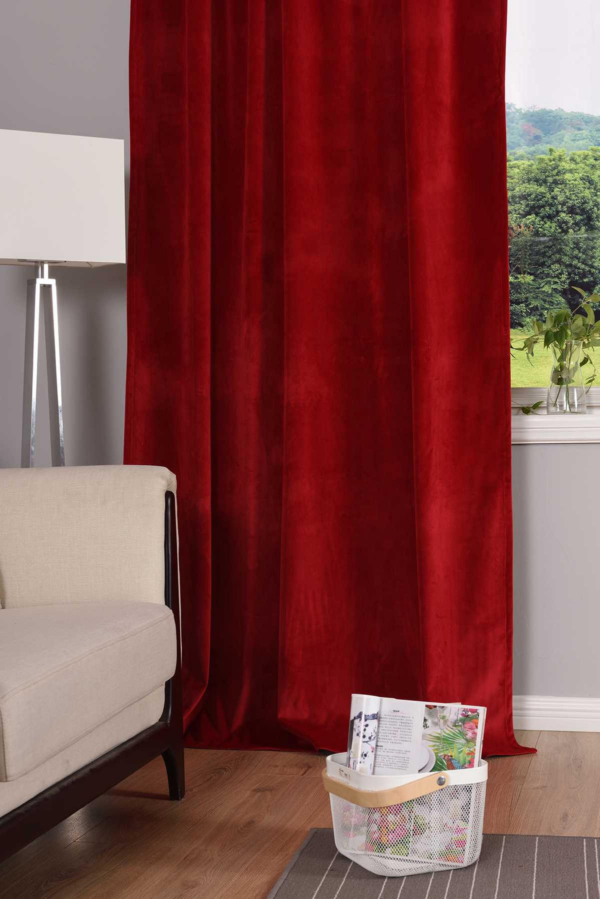 VORHANG 2ER SET MILANO HxB 235x135 cm Rot - Hellrot, Textil (135/235cm) - Gardinenbox