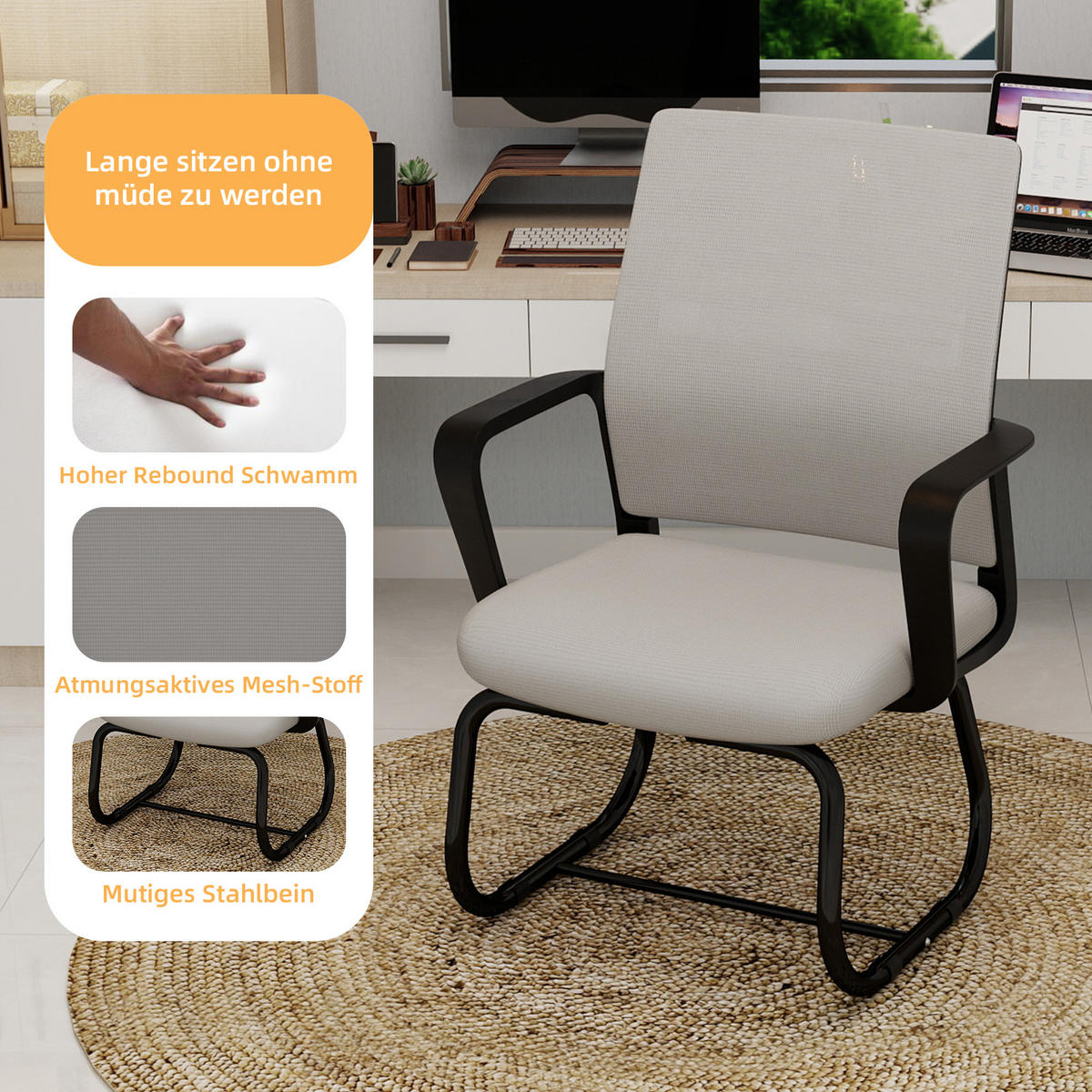 DREHSTUHL Netz & Mesh Grau & Schwarz - Schwarz/Grau, Textil/Metall (59/90/55cm) - WISHDOR