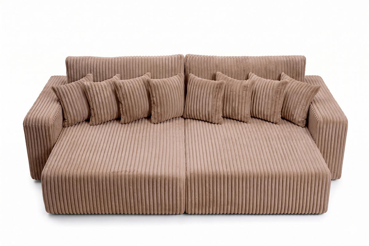 SCHLAFSOFA, Cordstoff Tilia, Braun, PIANO DOUBLE - Braun, Holz (246/83/145cm) - Kaiser Möbel