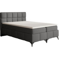 BOXBETT Solido mit Bettkasten 140x200 cm dunkelgrau - Dunkelgrau/Schwarz, Textil/Metall (140/200cm) - Beautysofa