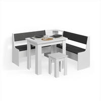 ECKBANKGRUPPE Tiberio Weiß 150 x 150 cm mit Tisch - Weiß, Holzwerkstoff (150/80/150cm) - Livinity®